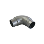 Uni-Fit galvanised steel 90-degree elbow joiner with two open pipe ends for handrail corners