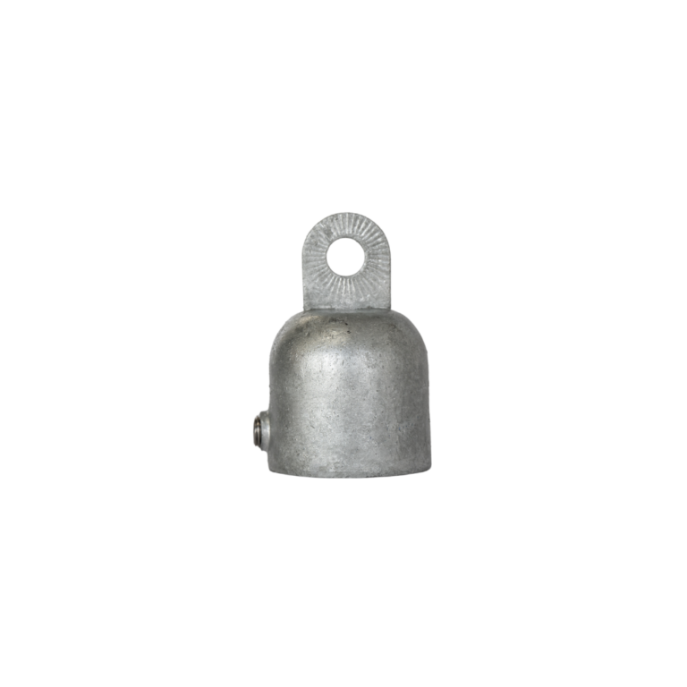 Uni-Fit galvanised steel cup with top bolt lug and side grub screw for handrail post connections