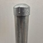 Uni‑Fit round metal cap fitted on top of galvanised vertical pipe