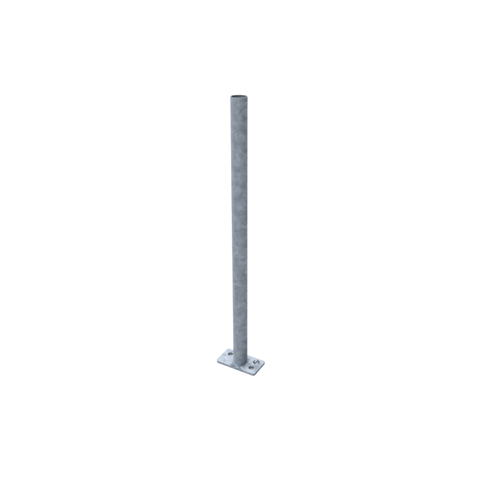 Uni-Fit galvanised steel welded stanchion post with flat base plate and two mounting holes