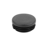 Uni‑Fit black round plastic cap with ribbed sides for pipe insertion