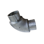 Uni-Fit galvanised cast steel Series 3 elbow joiner with two square pipe sockets at 90 degrees
