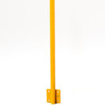 Uni-Fit yellow powder-coated flat sidemount stanchion post with two-sided base plate and four mounting holes