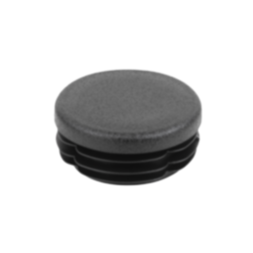 Uni-Fit black round plastic pipe cap with ribbed inner sleeve for handrail pipe ends