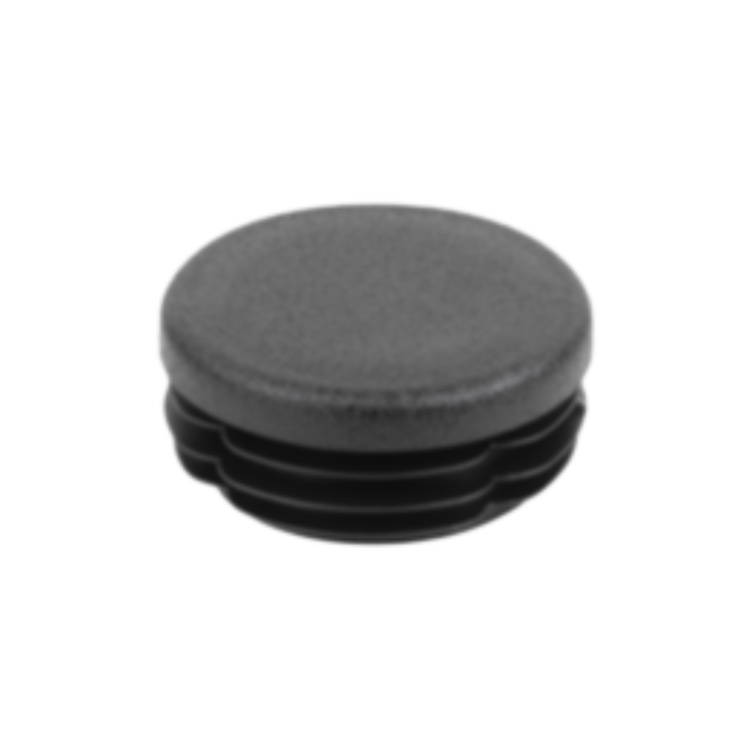 Uni-Fit black round plastic pipe cap with ribbed inner sleeve for handrail pipe ends